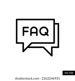FAQ, frequently asked questions vector icon in line style design for website, app, UI, isolated on white background. Editable stroke. EPS 10 vector illustration.