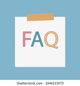 FAQ (Frequently Asked Questions) written in notebook paper- vector illustration