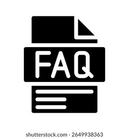 Faq Glyph Icon. File Document icon abbreviation List of frequently asked questions
