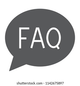 Faq glyph icon, speech and bubble, button sign, vector graphics, a solid pattern on a white background, eps 10.