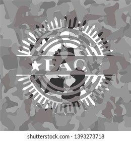 FAQ grey camouflaged emblem. Vector Illustration.