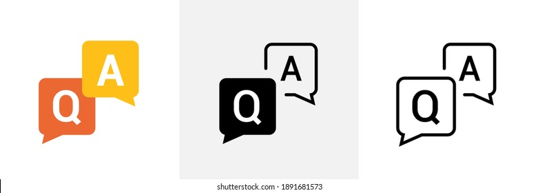 Faq help flat design icon. Query frequently question speech vector information symbol