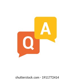 Faq help flat design icon. Query frequently question speech vector information symbol