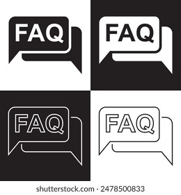 FAQ Hilfe Flaches Design-Symbol. Fragt häufig Sprachinformationssymbole ab. Auf weißem und schwarzem Hintergrund Vektorgrafik. Vektorillustration. 