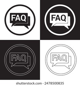 FAQ help flat design icon. Query frequently question speech vector information symbol.  isolated on white and black background. Vector illustration. 
