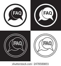FAQ ayuda icono de diseño plano. Consulta con frecuencia pregunta el símbolo de información de Vector de voz. aislado sobre fondo blanco y negro. Ilustración vectorial. 