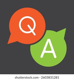 FAQ, help flat design icon. Query frequently question speech vector information symbol.  Q and A sign symbol.  Vector illustration isolated on white background.