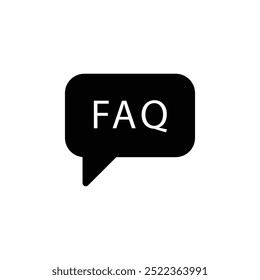 Icono de FAQ ilustración de diseño de Vector negro aislado fondo blanco
