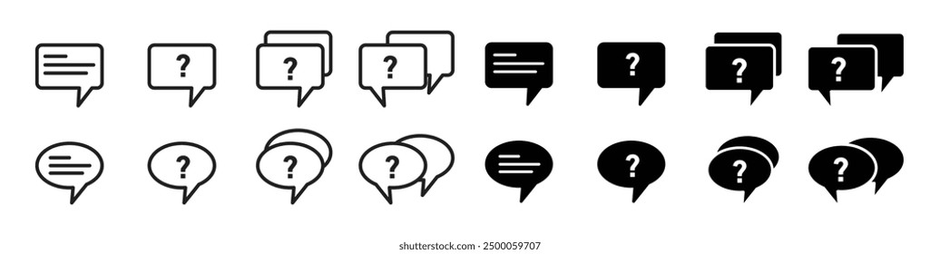 faq icon collection. help, ask, discussion, speech vector logo. Q and A sign. help speech bubble button. question and answer icons set