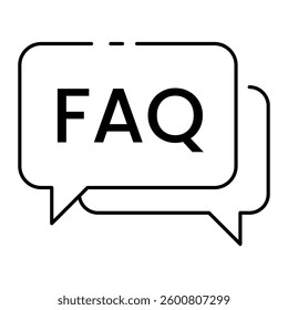 FAQ icon, customer support, quick answers, query section vector.
