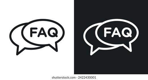 FAQ Icon Designed in a Line Style on White Background.