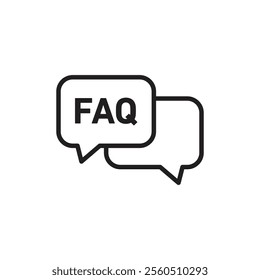 FAQ icon Flat art in black and white isolated