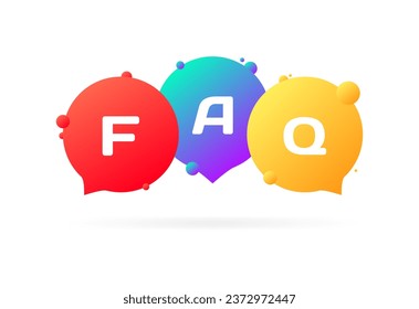 FAQ icon. Flat, color, question icon, FAQ sign. Vector icon