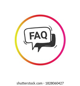 FAQ icon. Frequently asked questions. Help information sign. Social media marketing and web shop interface concept. Hand drawn sketch vector illustration for online retail, ui and ux 