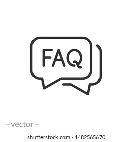 Faq Icon, Frequently Information Question, Thin Line Symbol On White Background - Editable Stroke Vector Illustration Eps 10