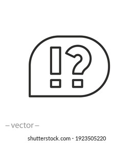 faq icon, inquiry why, uncertainty or curious, help social speak, answer why and who,  thin line symbol on white background - editable stroke vector illustration