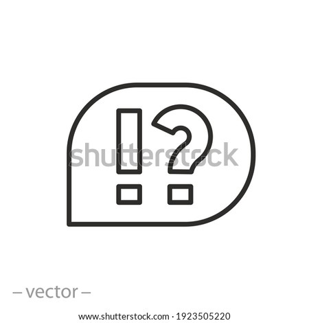 faq icon, inquiry why, uncertainty or curious, help social speak, answer why and who,  thin line symbol on white background - editable stroke vector illustration