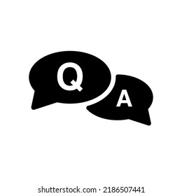 FAQ icon isolated in black, questions and answers icon. Lines, glyphs and full line. Q and A speech lines and filled sign vectors. QA symbol and logo illustration. Vector graphics for FAQ and QA icon