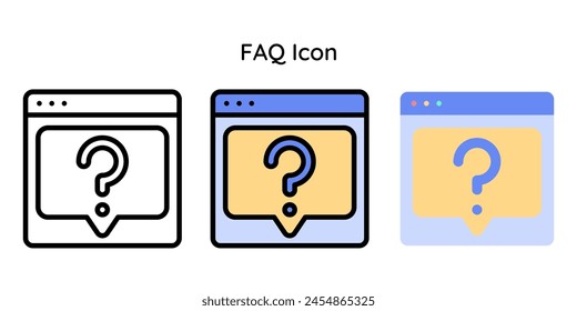 FAQ Icon. Line, Line Color, Flat Style.