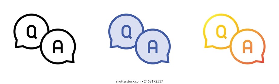 faq icon. Linear, Blue Fill and Gradient Style Design Isolated On White Background