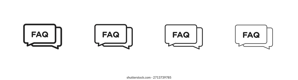 FAQ icon outline symbol. Editable Stroke collection.
