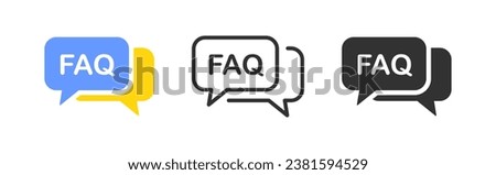 FAQ icon. Question bubble symbol. Answer signs. Message symbols. Ask icons. Message form. Black, flat color. Vector isolated sign.