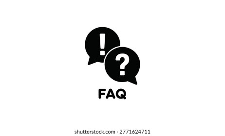 faq icon with question and exclamation speech bubbles minimal flat vector customer support help information concept ui ux design