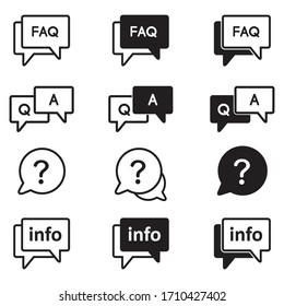 FAQ icon , Question mark sign icon, information sign icon, questions and answers symbol,  vector  isolated on white background