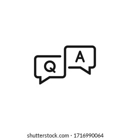 FAQ icon, questions and answers thin line symbol, isolated on white background, vector Illustration 