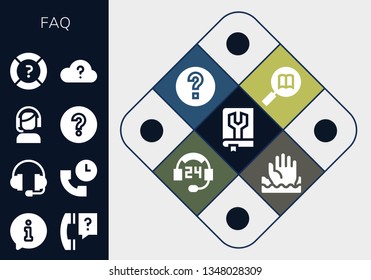 faq icon set. 13 filled faq icons.  Simple modern icons about  - Manual, Information, Question, Support, Customer service, Question mark, Help