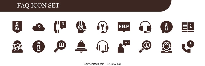 faq icon set. 18 filled faq icons.  Collection Of - Information, Question, Customer service, Customer support, Help, Support, Manual, Notification, Supporter, Info icons