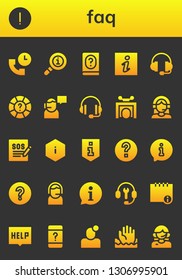 faq icon set. 26 filled faq icons.  Simple modern icons about  - Support, Advise, Info, Manual, Information, Help, Trick, Customer support, Question mark, Customer service, Notification