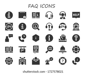 faq Symbol gesetzt. 30 gefüllte Faq-Symbole.  Einfache moderne Icons wie: Informationen, Info, Handbuch, Support, Kundenservice, Hilfe, Kundensupport, Support, Benachrichtigung, Trick
