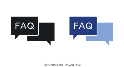 FAQ icon set in black and colored version