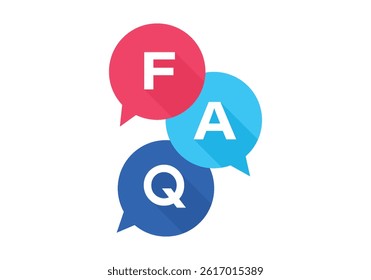 FAQ Icon Set with Colorful Speech Bubbles.