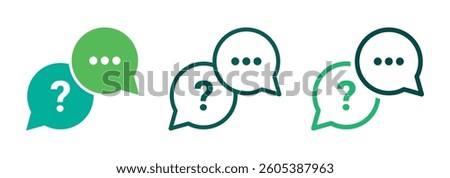 FAQ icon set featuring speech bubbles, Q and A symbols, and question answer elements in vector format. EPS 10