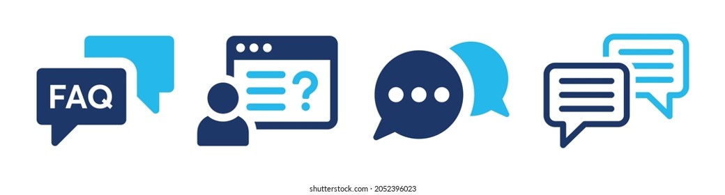 FAQ icon set. Frequently Asked Questions icon vector illustration.