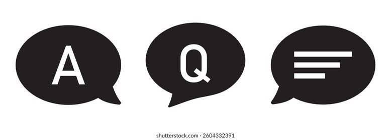 FAQ icon set. Frequently Asked Questions icon vector illustration. Question mark icon set. Bubble question icon, FAQ questions symbol on a white background. eps 10