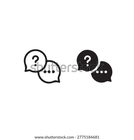 FAQ Icon Set with Speech Bubbles, Question Mark and Answer Symbols for Support UI