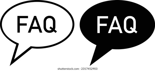 FAQ icon sheet, simple trendy flat style line and solid Isolated vector illustration on white background. For apps, logo, websites, symbol , UI, UX, graphic and web design. EPS 10.