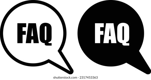 Ficha de iconos FAQ, línea de estilo plana simple y de diseño sólido Isolated vector ilustración sobre fondo blanco. Para aplicaciones, logotipo, sitios web, símbolo , UI, UX, gráfico y diseño web. EPS 10.