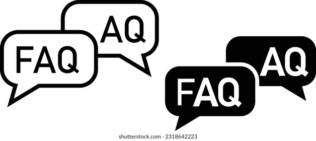 Ficha de iconos FAQ, línea de estilo plana simple y de diseño sólido Isolated vector ilustración sobre fondo blanco. Para aplicaciones, logotipo, sitios web, símbolo , UI, UX, gráfico y diseño web. EPS 10.
