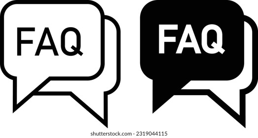 FAQ icon sheet, simple trendy flat style line and solid Isolated vector illustration on white background. For apps, logo, websites, symbol , UI, UX, graphic and web design. EPS 10.