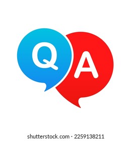 FAQ icon. Speech bubble with q and a letters, questions and answers, faq chat. Copy files, chat speech bubble. Flat design. Vector illustration