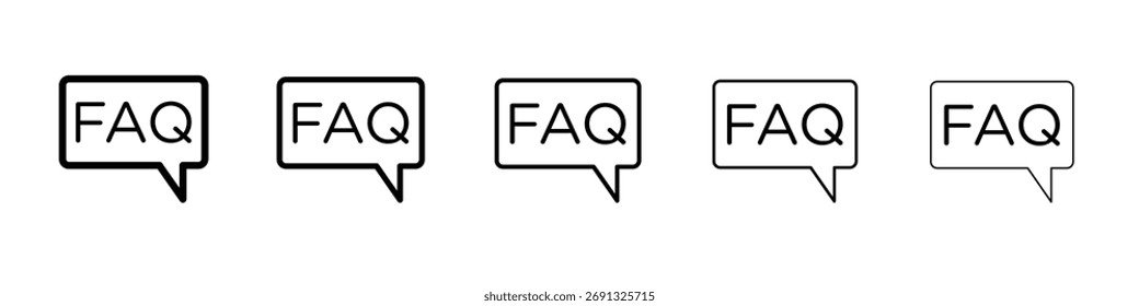 Ícone de FAQ. Coleção de ícones de linha fina para interface do usuário da Web.