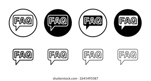 FAQ icon Thin line illustration set vector