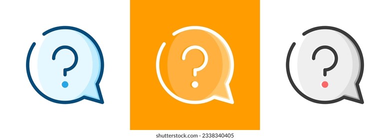 Faq icon in three colors. 768 x 768 pixel perfect scalable to 384px, 192px, 96px, 48px etc... Outline editable vector stroke