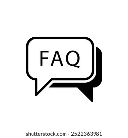 FAQ-Symbol, Vektorgrafik, schwarz-weiß, Designgrafik, einzeln auf weißem Hintergrund
