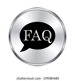 FAQ icon - vector brushed metal button