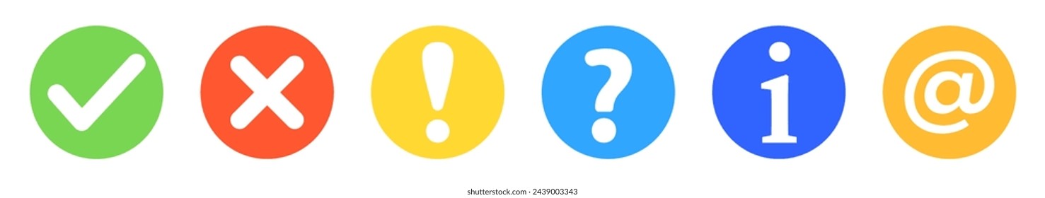 FAQ icons set.Collection Checkmark and Cross icons. Tick , X mark,Question Mark Symbol.Message box with question mark.Vector Illustration